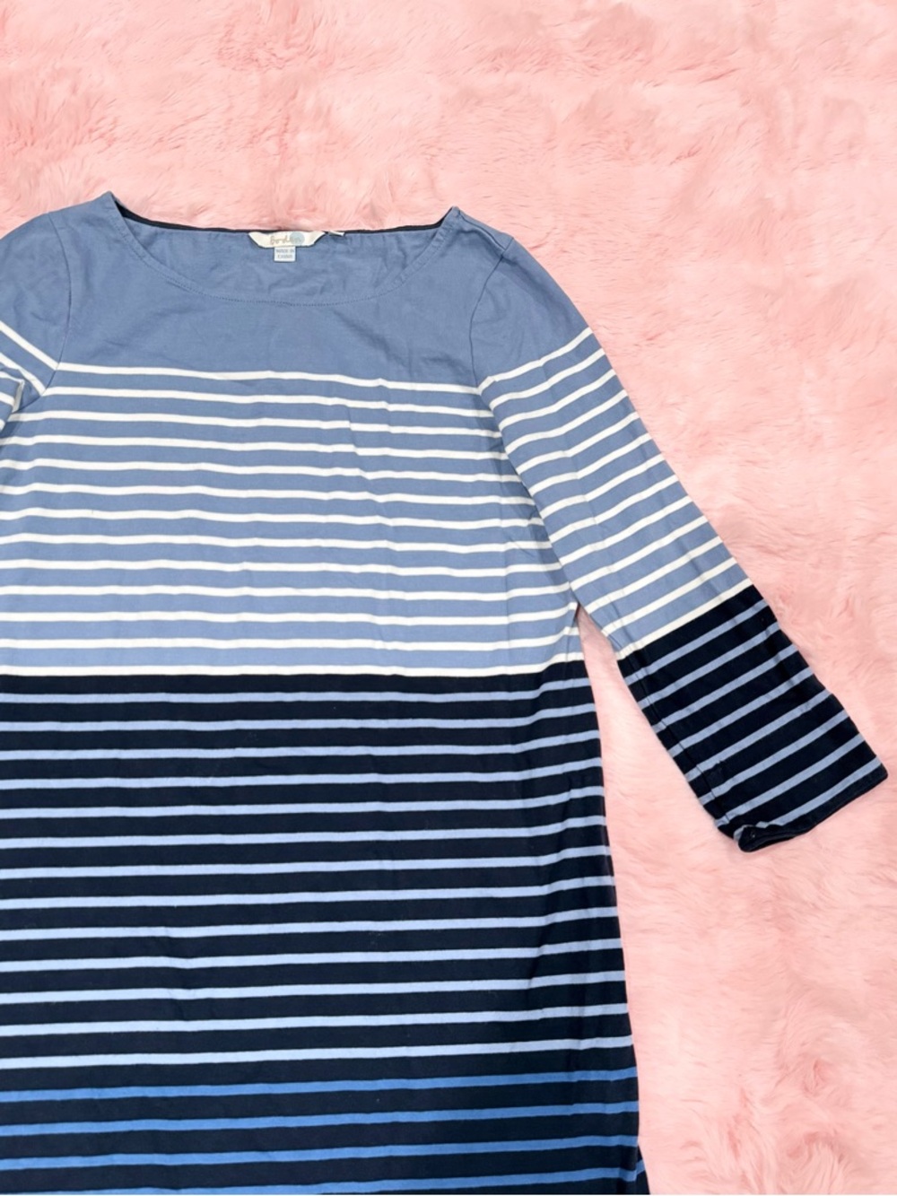 Boden Blue Stripe Three-Quarter Long Sleeve Dress - Picture 4 of 5
